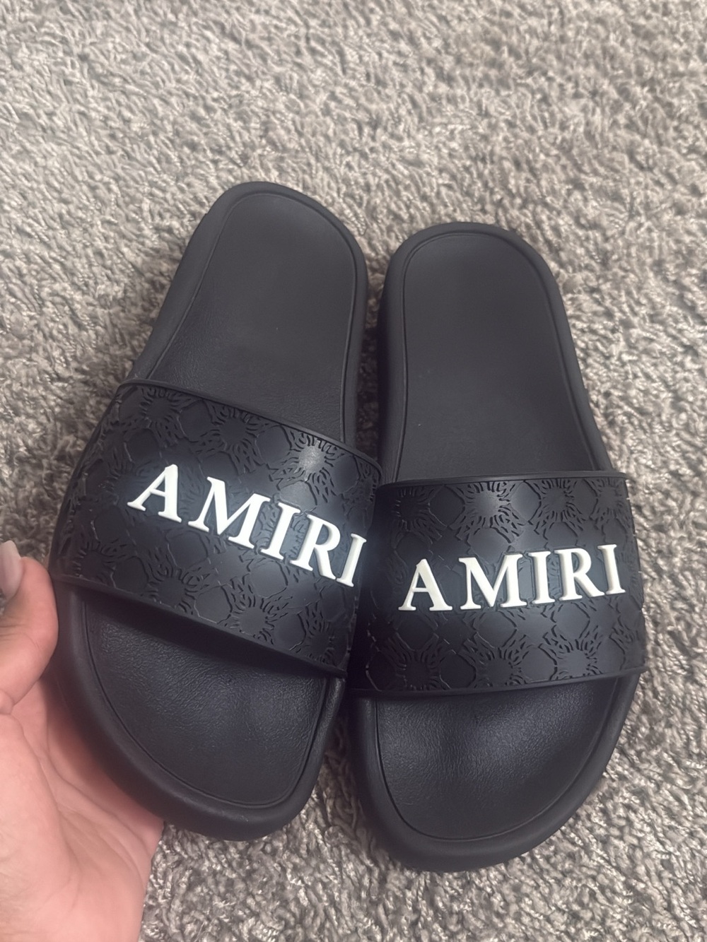 AMIRI Black Slide Sandals with White Logo